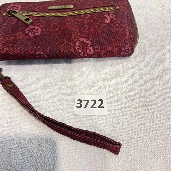 Travelon Womens Maroon Wristlet Wallet Nylon Floral Zip Accordion RFID Travel - Picture 8 of 8